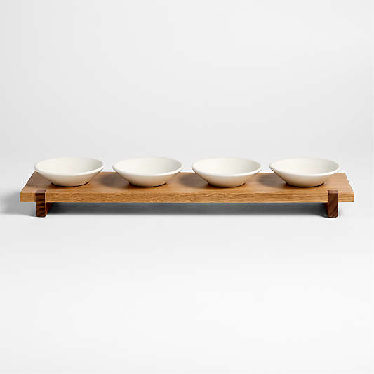 Basel Mise En Place 24" White Oak Serving Board with Four 5" Bowls by Daniel Humm