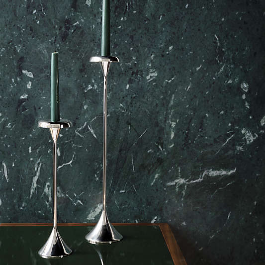 Aura Large Nickel Cast Brass Taper Candle Holder 18 by Daniel Humm