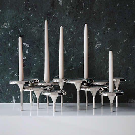 Aura Short Nickel Cast Brass Candelabra by Daniel Humm