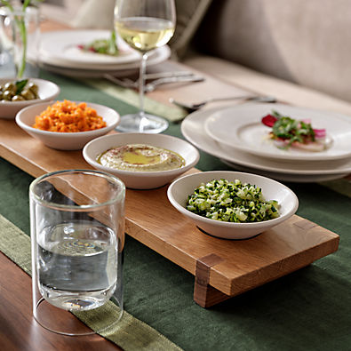 View Basel Mise En Place 24" White Oak Serving Board with Four 5" Bowls by Daniel Humm details