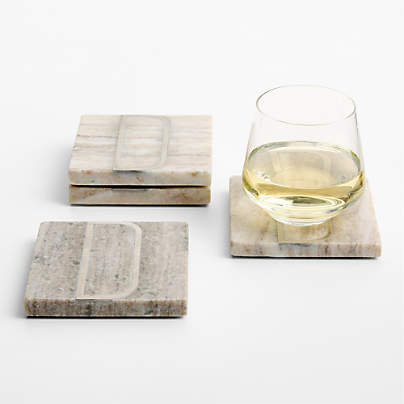 Tuscan Kitchen Marble "D" Monogram Coasters, Set of 4