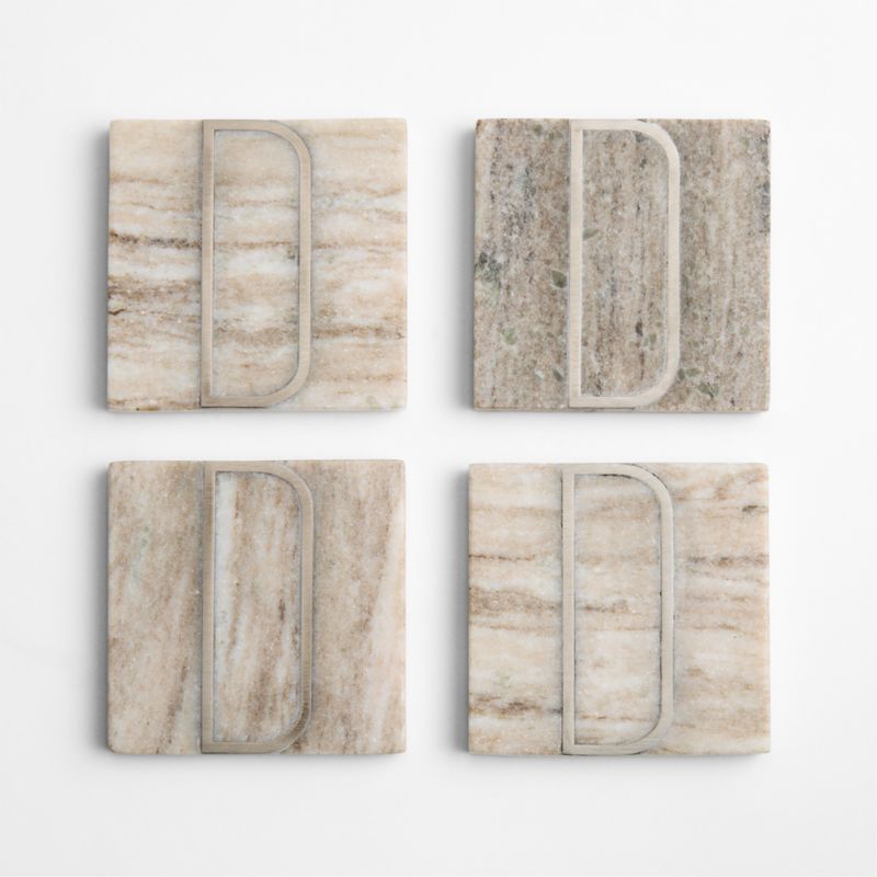 Tuscan Kitchen Marble "D" Monogram Coasters, Set of 4 - image 3 of 4