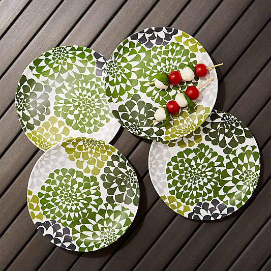 Dahlia Melamine Flower Plates, Set of 4