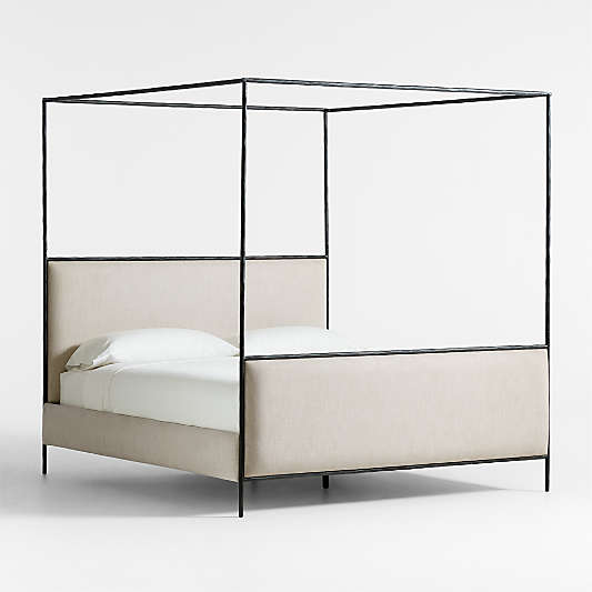 Dahlia Hand-Forged Steel Framed Upholstered Canopy King Bed