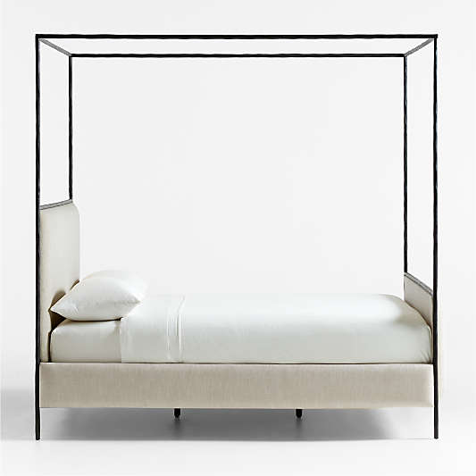 Dahlia Hand-Forged Steel Framed Upholstered Canopy King Bed