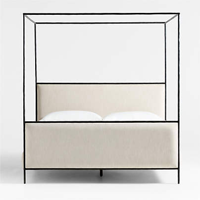 Dahlia Hand-Forged Steel Framed Upholstered Canopy King Bed