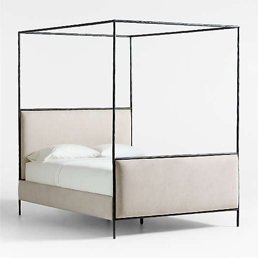 Dahlia Hand-Forged Steel Framed Upholstered Canopy Queen Bed