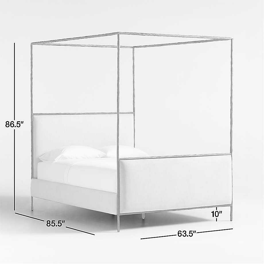 Dimension diagram for Dahlia Hand-Forged Steel Framed Upholstered Canopy Queen Bed