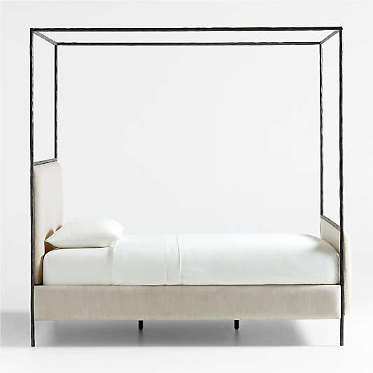 Dahlia Hand-Forged Steel Framed Upholstered Canopy Queen Bed