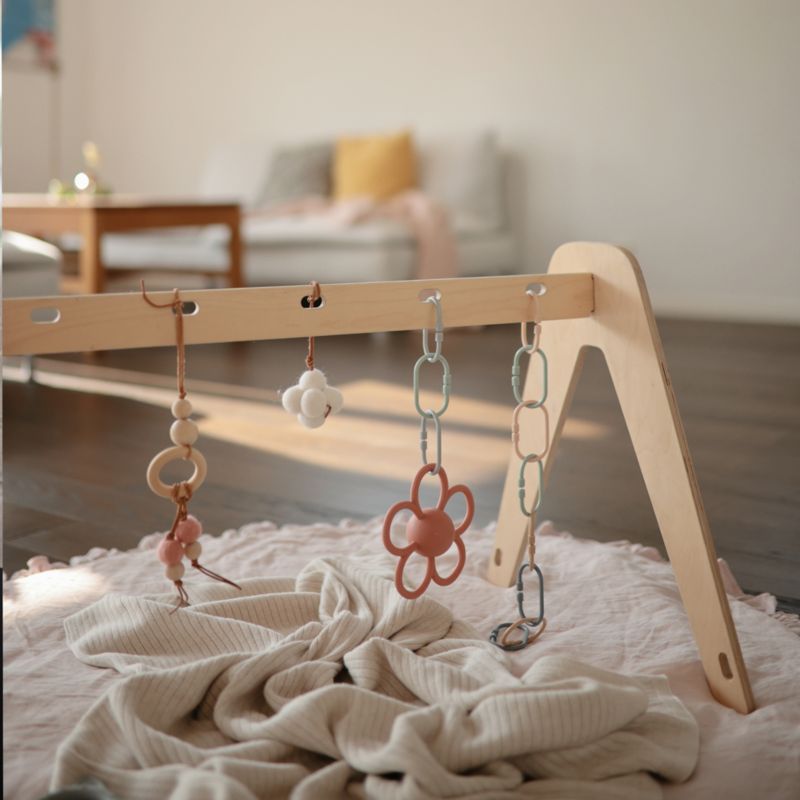 Mushie Dusty Rose Daisy Rattle Silicone Baby Teether - image 2 of 3