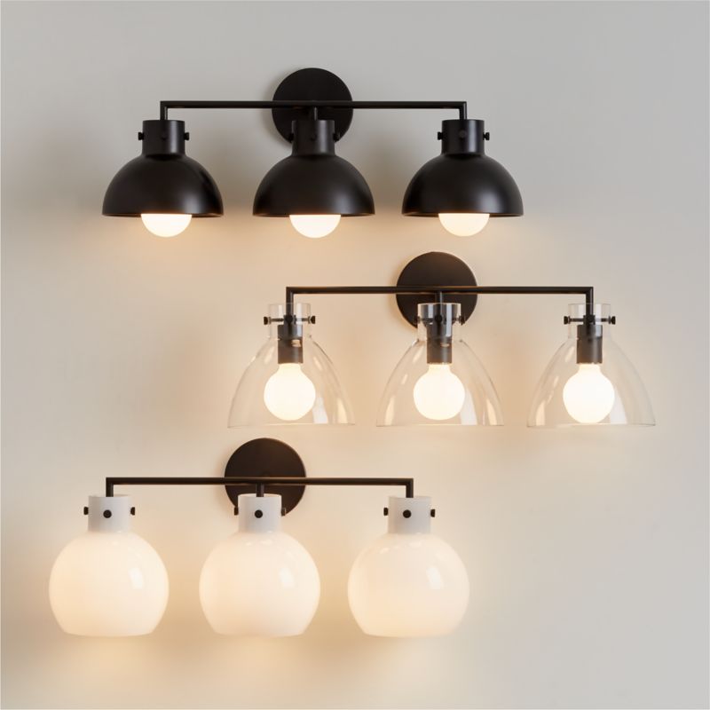 Dakota Black 3-Light Wall Sconce with Clear Glass Dome - image 2 of 7