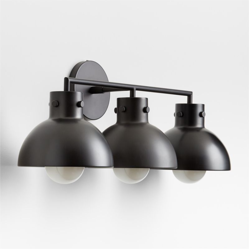 Dakota Black 3-Light Wall Sconce with Black Dome - image 5 of 7