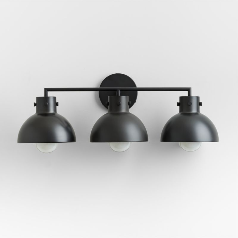 Dakota Black 3-Light Wall Sconce with Black Dome - image 0 of 7