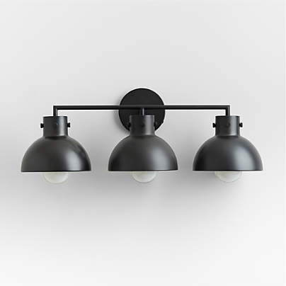 Dakota Black 3-Light Wall Sconce with Black Dome