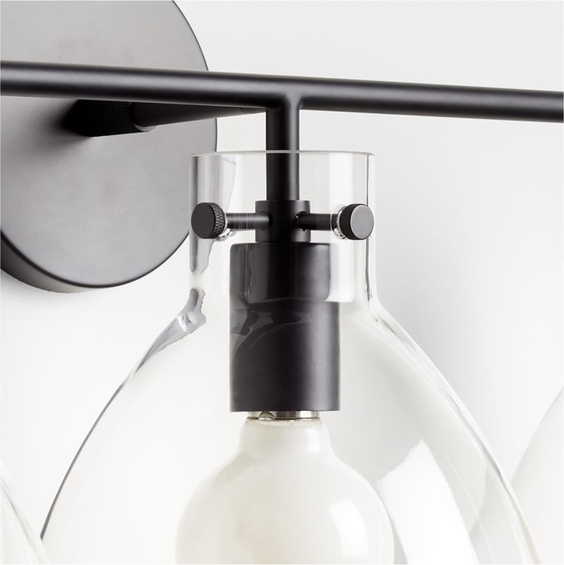 Dakota Black 3-Light Wall Sconce with Clear Glass Dome - image 6 of 7