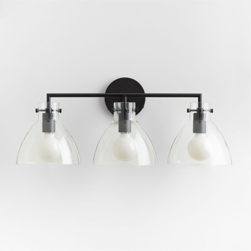 Dakota Black 3-Light Wall Sconce with Clear Glass Dome - image 0 of 7