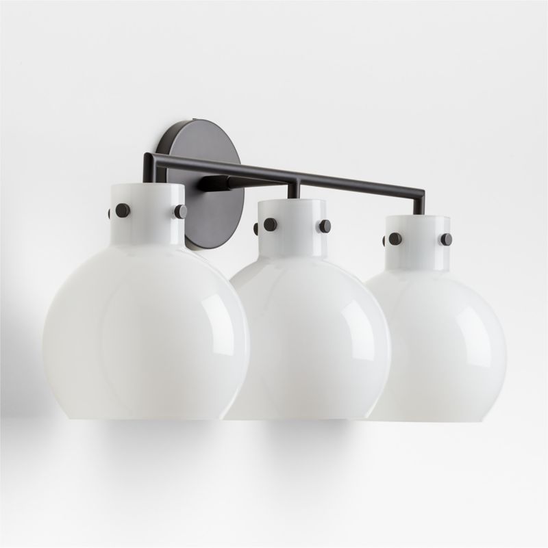 Dakota Black 3-Light Wall Sconce with Milk Glass Globe - image 5 of 7