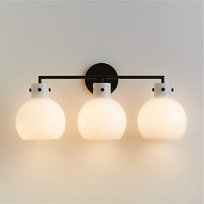 Dakota Black 3-Light Wall Sconce with Milk Glass Globe