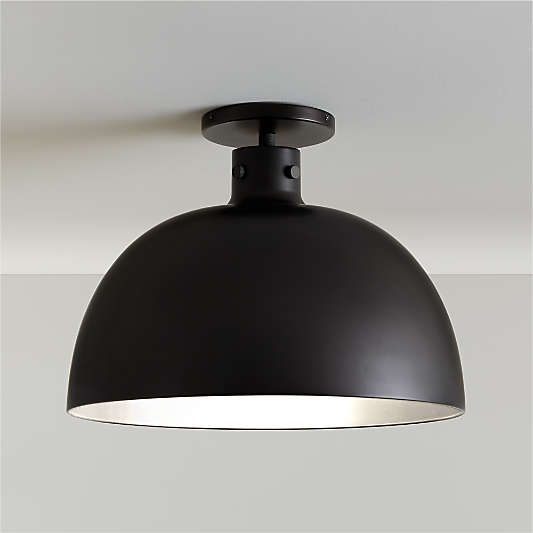 Dakota Black Flush Mount Light with Large Black Dome