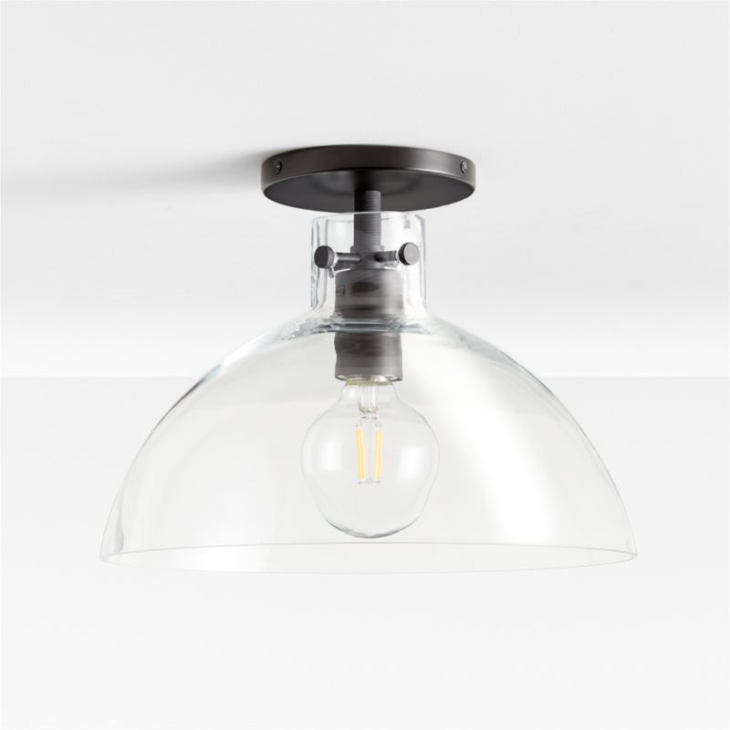 Dakota Black Flush Mount Light with Large Clear Glass Dome - image 2 of 4