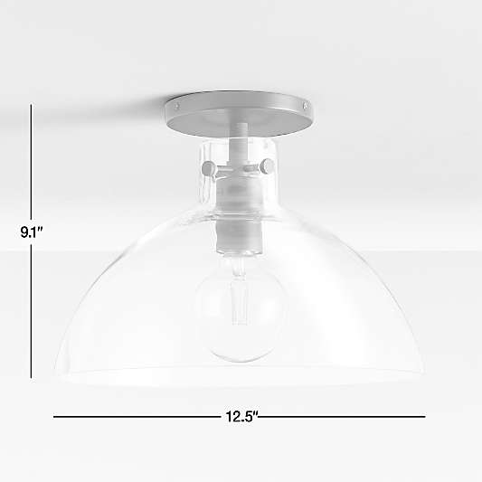 Dakota Black Flush Mount Light with Large Clear Glass Dome