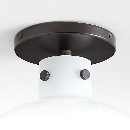 Dakota Black Flush Mount Light with Large Milk White Glass Globe