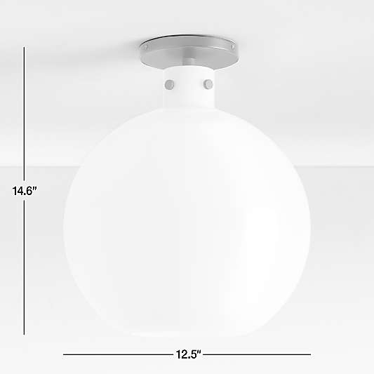 Dakota Black Flush Mount Light with Large Milk White Glass Globe