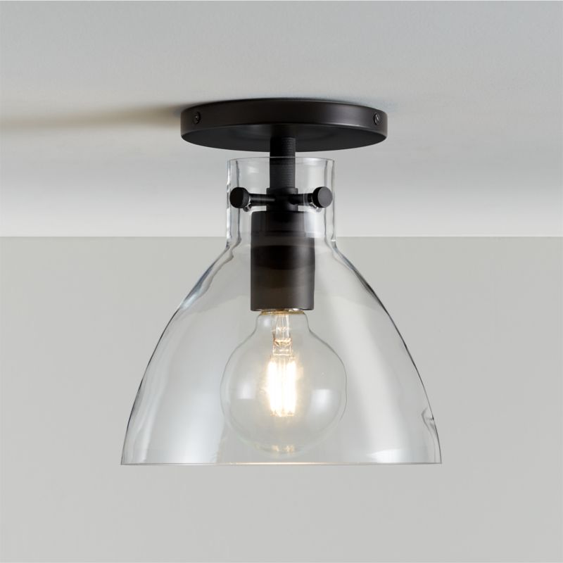 Dakota Black Flush Mount Light with Small Clear Glass Dome - image 0 of 4