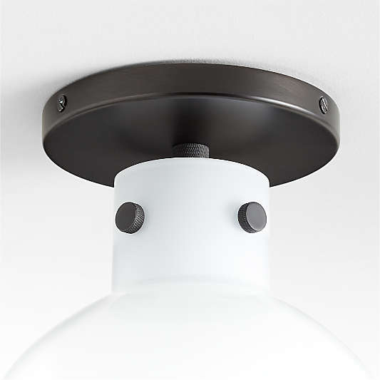 Dakota Black Flush Mount Light with Small Milk White Glass Globe