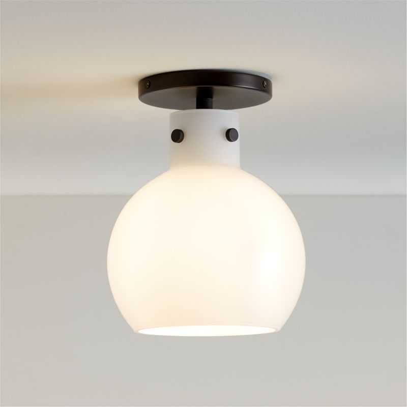 Dakota Black Flush Mount Light with Small Milk White Glass Globe - image 0 of 4