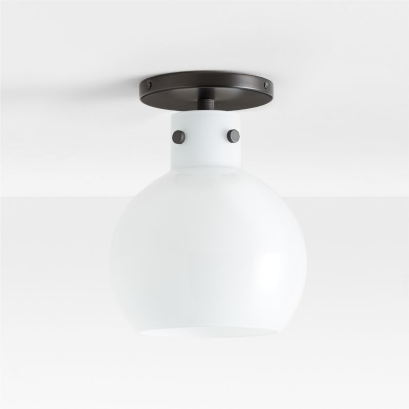 Dakota Black Flush Mount Light with Small Milk White Glass Globe - image 2 of 4