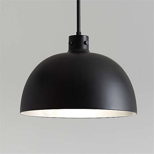 Dakota Black Pendant Light with Large Black Dome