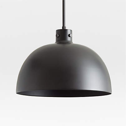 Maddox Black Dome Large Pendant Light with Black Socket + Reviews ...