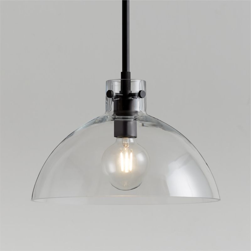 Dakota Black Pendant Light with Large Clear Glass Dome - image 0 of 6