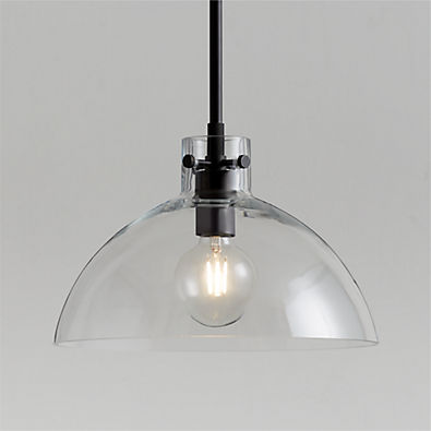 View Dakota Black Pendant Light with Large Clear Glass Dome details