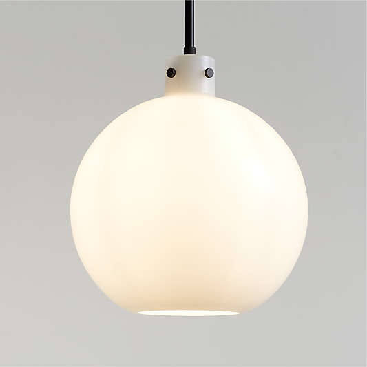 Dakota Black Pendant Light with Large Milk White Glass Globe