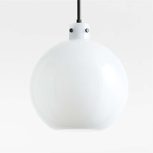 Dakota Black Pendant Light with Large Milk White Glass Globe