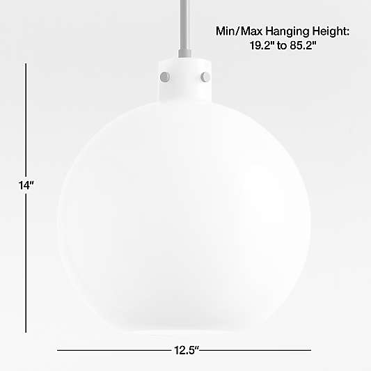 Dakota Chrome Pendant Light with Large Milk White Glass Globe