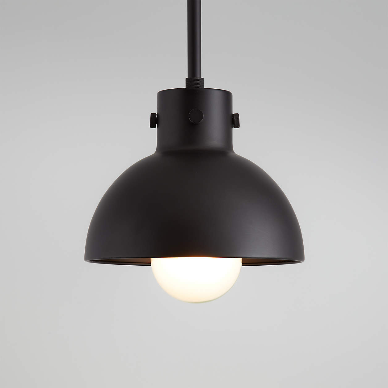 Dakota Black Pendant Light with Small Black Dome + Reviews | Crate & Barrel