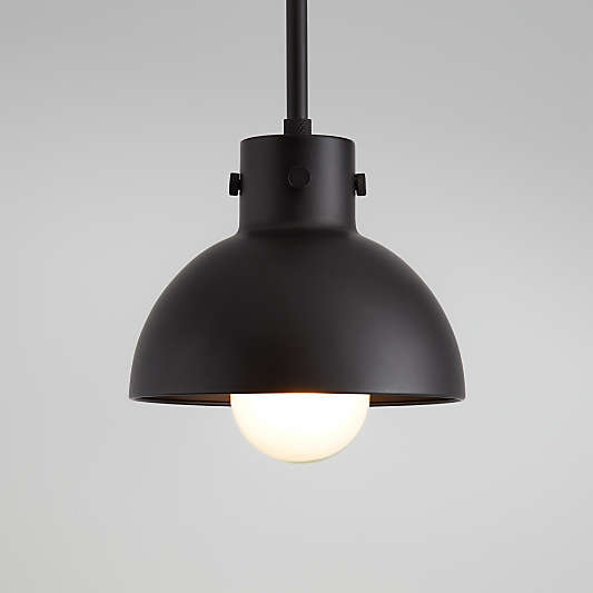 Dakota Black Pendant Light with Small Black Dome