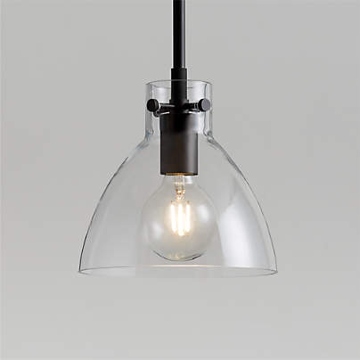 Dakota Black Pendant Light with Small Clear Glass Dome