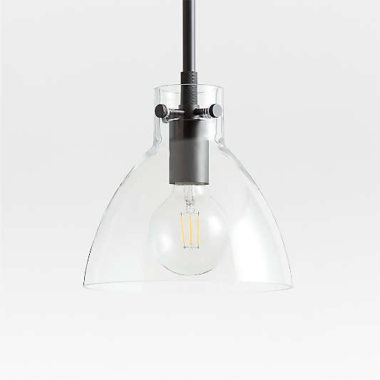 Dakota Black Pendant Light with Small Clear Glass Dome