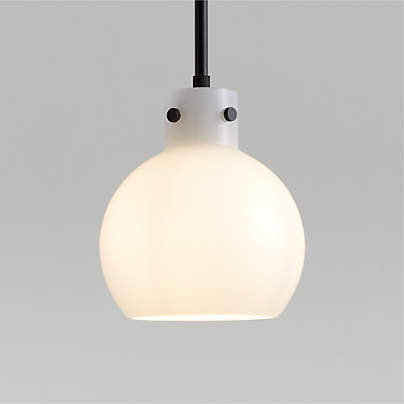 Dakota Black Pendant Light with Small Milk White Glass Globe