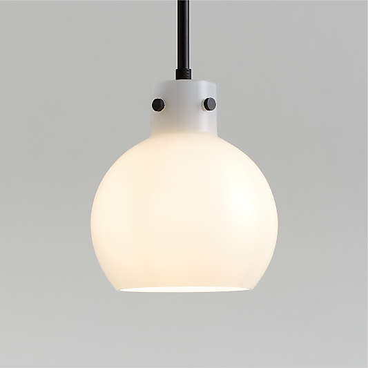 Dakota Black Pendant Light with Small Milk White Glass Globe