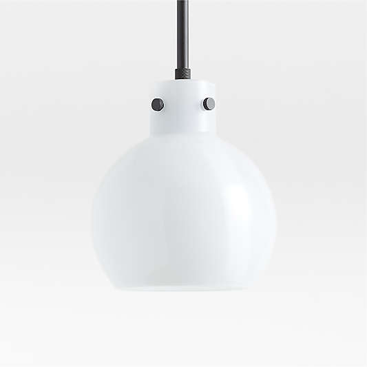 Dakota Black Pendant Light with Small Milk White Glass Globe