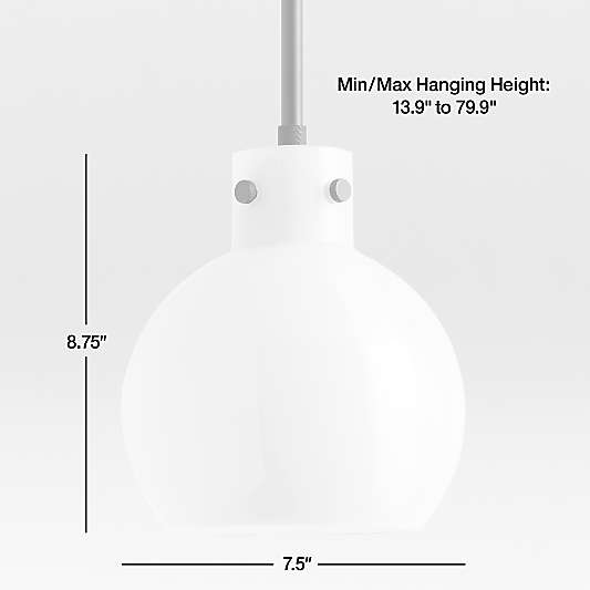 Dakota Chrome Pendant Light with Small Milk White Glass Globe