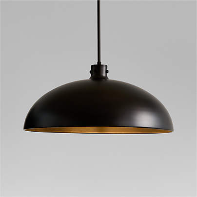 Dakota Black Pendant Light with Wide Black Dome 24"