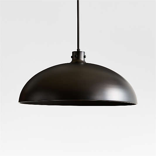 Dakota Black Pendant Light with Wide Black Dome 24"
