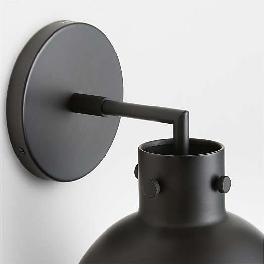 Dakota Black Sconce Light with Small Black Dome