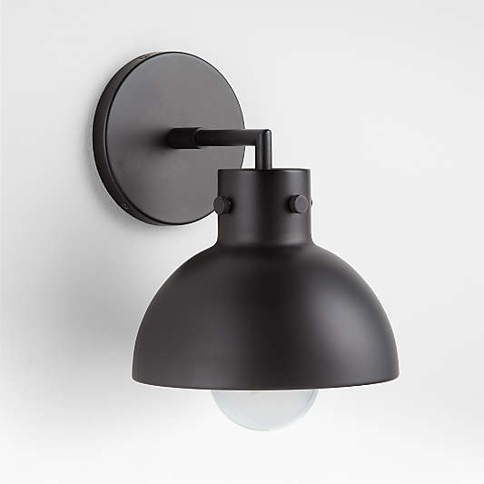 Dakota Black Sconce Light with Small Black Dome